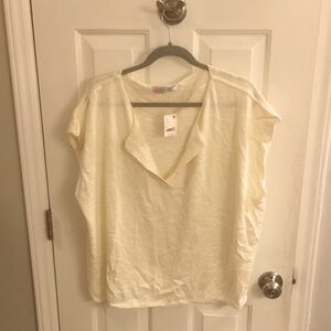 Free People Marina Del Sol short sleeve linen/cotton sweater, XL